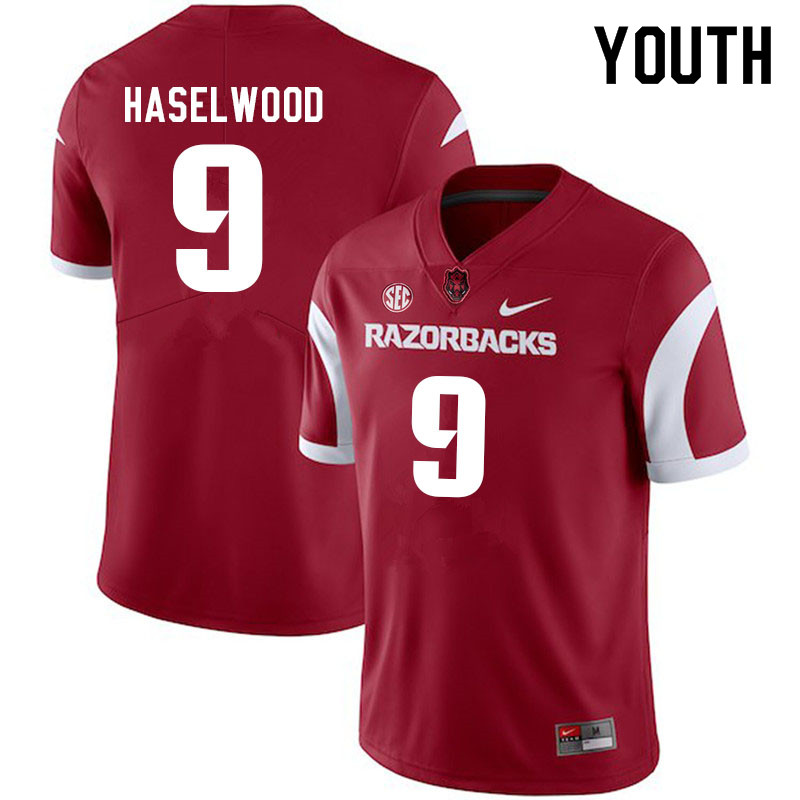 Youth #9 Jadon Haselwood Arkansas Razorbacks College Football Jerseys Sale-Cardinal